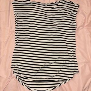 Green Envelope Black and White Striped Tee